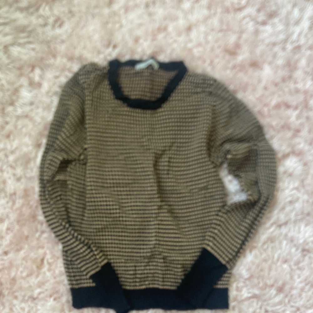 Zara Black and Tan Crewneck Sweater